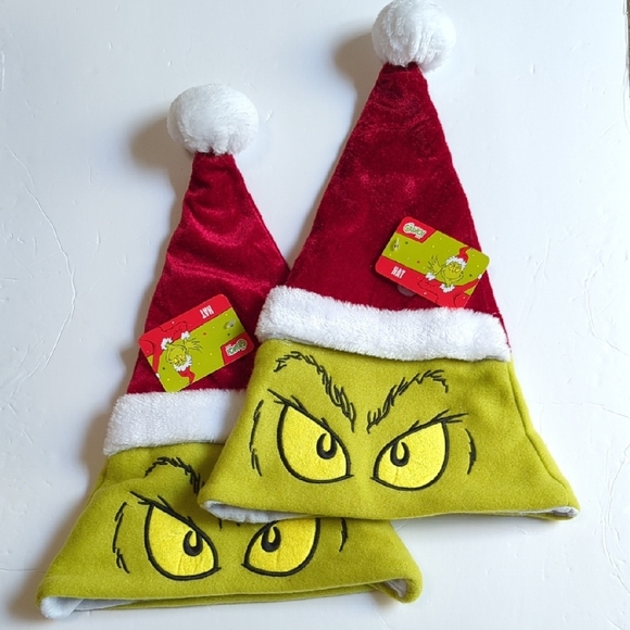 NWT- 2 - The Grinch Santa Hats,  Dr Suess - Picture 1 of 8